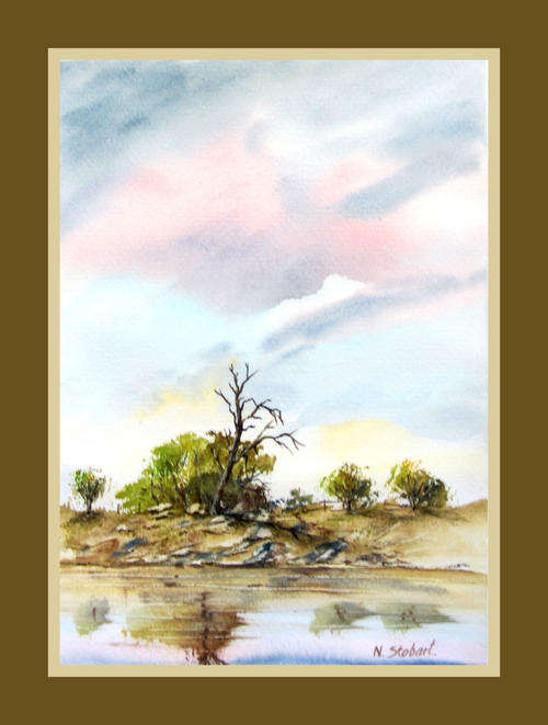 '' MY FISHING SPOT '' Original signed watercolour by Nick Stobart.