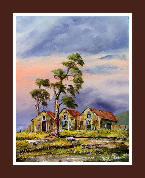 '' OLD TIMERS REUNION '' Original signed acrylic by Nick Stobart.