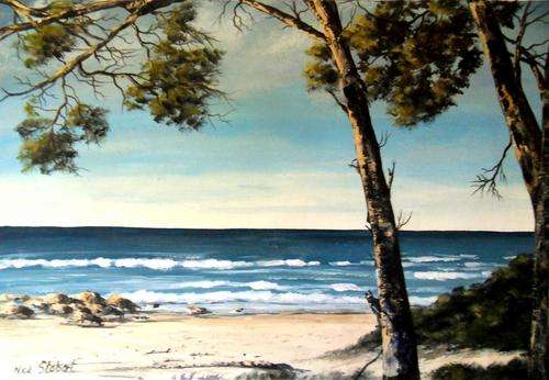 'READY FOR A DAY AT THE BEACH' Original acrylic by Nick Stobart