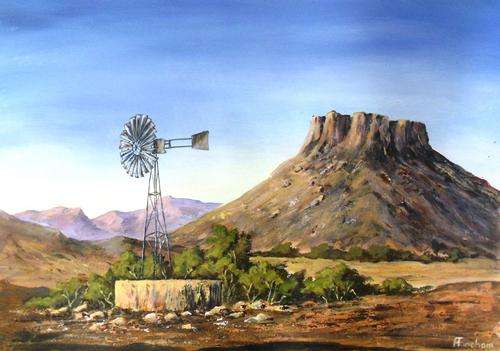 'FREESTATE WATERPOINT' Original acrylic painting by R. Fincham.