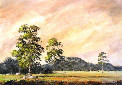 'COUNTRY LIFE IN PALETTE KNIFE' Original signed acrylic by Nick Stobart.