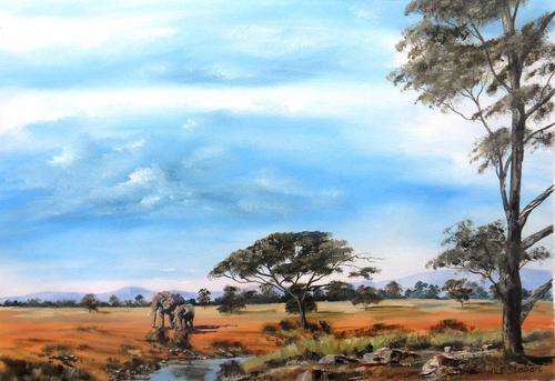 ' WILD AFRICA SERIES ' Original signed oil painting by Nick Stobart
