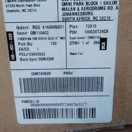 Carlisle 6`Deep Food Pan - CM110402 - (BID PER PAN)!!!