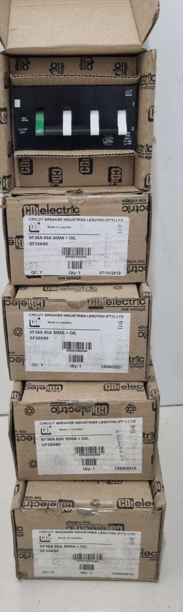 80A CBI SF35K80 Earth Leakage With Overload (BID PER PIECE)!!!