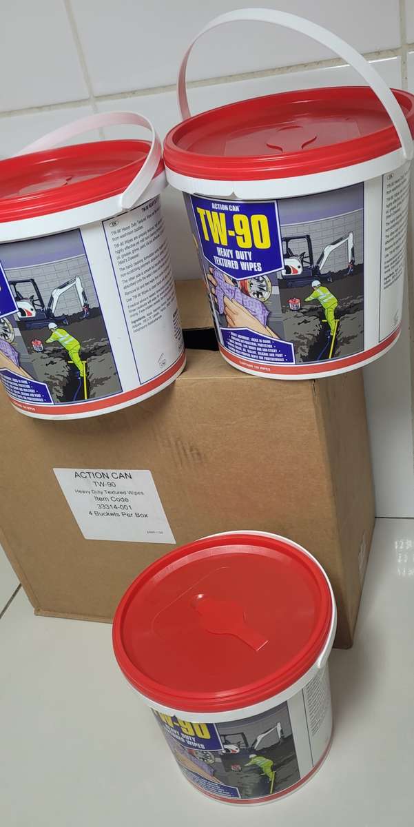 Heavy-Duty Textured Wipes, TW-90 For Removing Grease, Pant, Silicone, Oil (Bid Per Bucket)