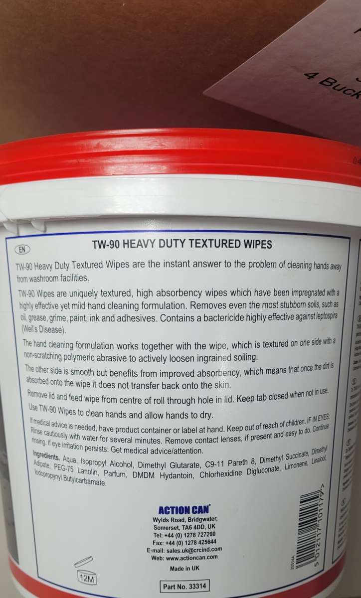 Heavy-Duty Textured Wipes, TW-90 For Removing Grease, Pant, Silicone, Oil (Bid Per Bucket)