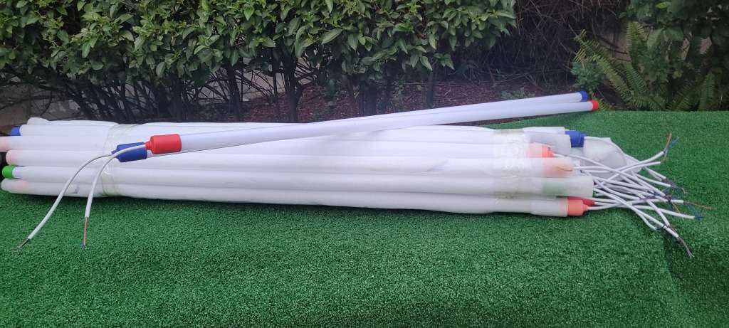 ASSORTED Waterproof/Colourful 1.2m, 18w T8 LED Tube  Lights YEYFL20 . Bid Per Tube