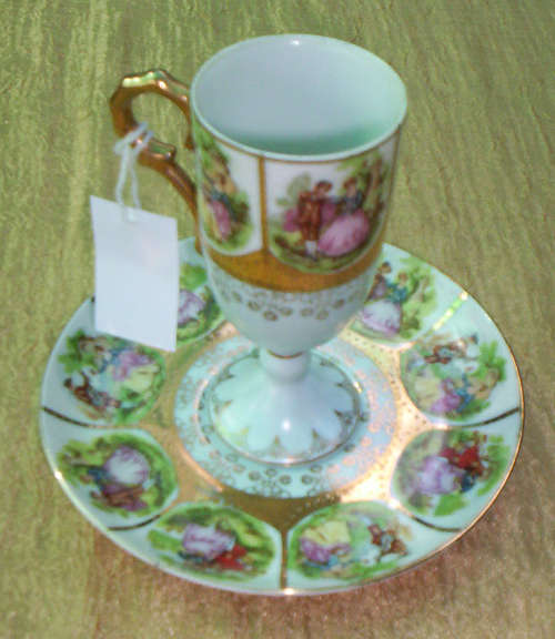 Beautiful Detailed Bavaria Demitasse Duo in mint condition