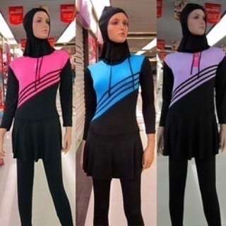 Conservative swimwear ladies swimming costume bright pink blue purple