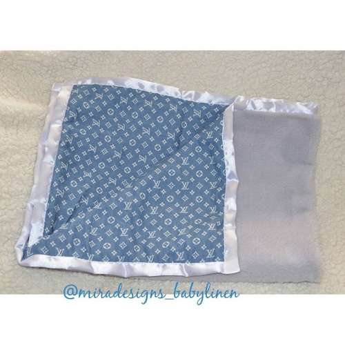 Lv denim and faux fur blanket blue for baby