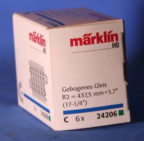 Marklin 24206 curved track, R2, 437.5mm 5.7deg