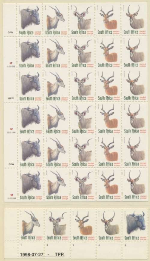 South Africa. Uncut Booklet sheet plus Control