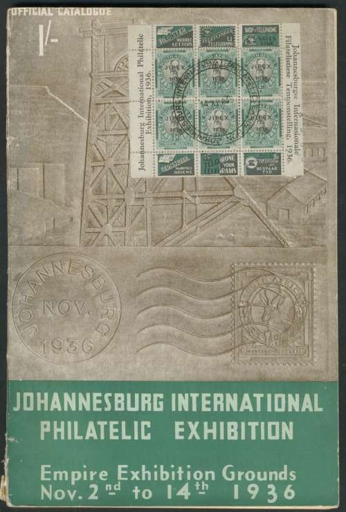 South Africa. Scarce JIPEX Exhibition cat with Halfpenny Miniture sheet affixed.