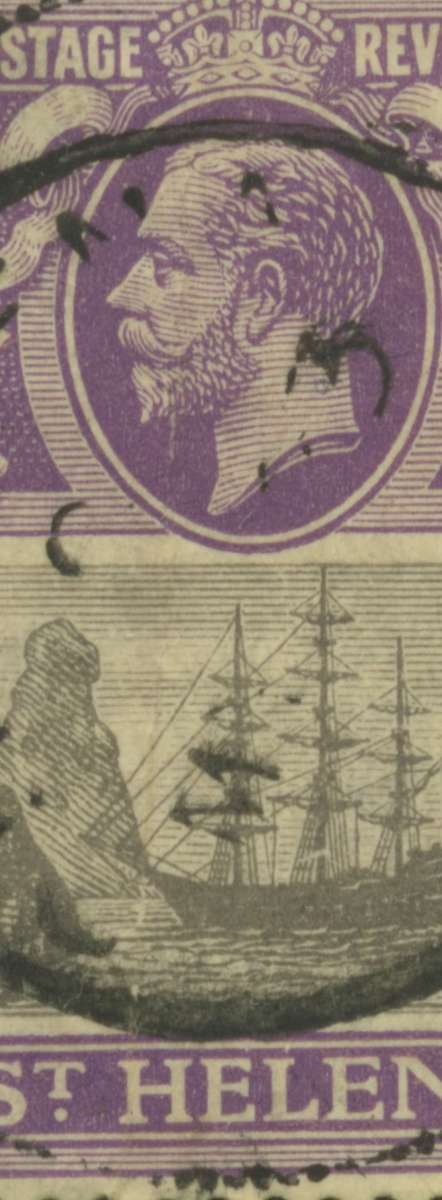 St Helena KG V 8d used. Broken Mainmast variety Cat: £375.00 (R 8400.00)