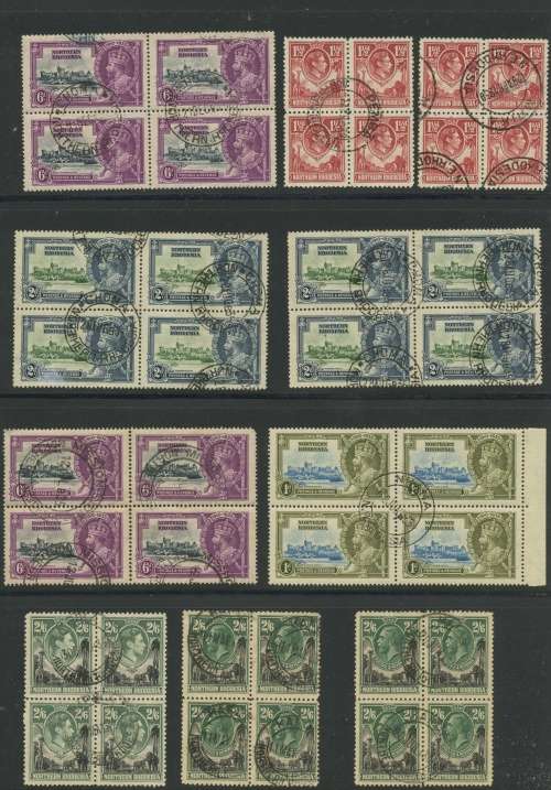 Northern Rhodesia, 10 X very fine used blocks of 4, See postmarks