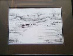 Drakensberg Landscape: Charcoal drawing by Christelle de Villiers (Pretorius)