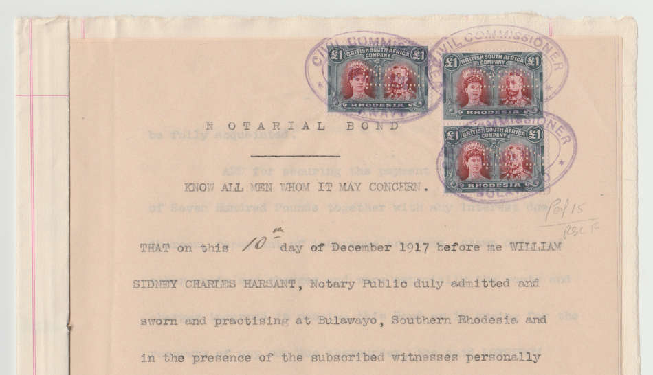 10 Dec 1917, Double Head £1 carmine-red and bluish black group, perfined and cancelled