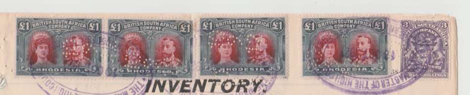 4 x 1910 BSAC Double Head £1 carmine-red and bluish black & BSAC 1902 KEVII 3 Shilling