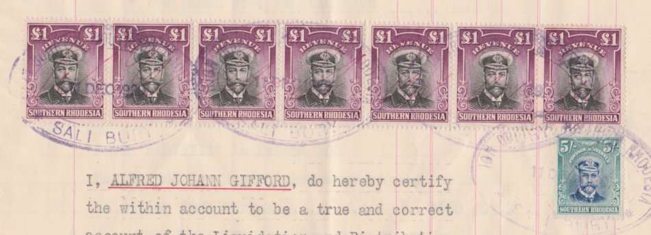 7 x Admiral £1, black and magenta with 1 x 5 Shillings blue and pale yellow-green.