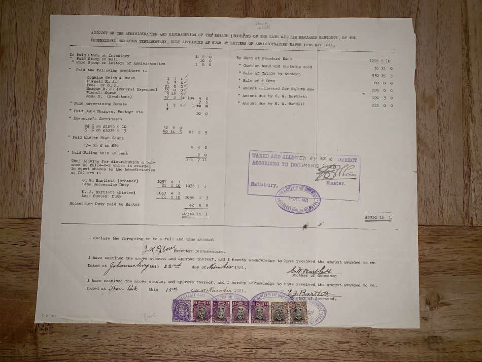 4 x Admiral £1, black and magenta, 2 x 2/ black & brown, 1 x 3/ BSAC Rhodesia KEVII on document