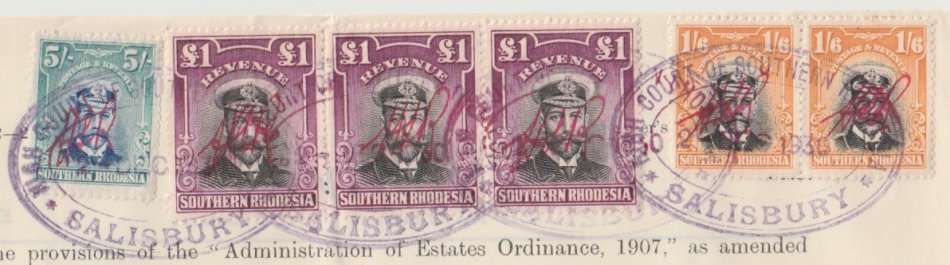 3 x Admiral £1 black and magenta, 5/ blue - green and 2 x 1/6 Shilling greyish black and yellow - or