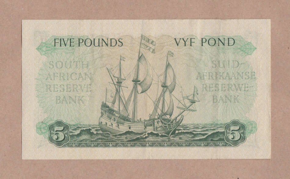 £5 South Africa banknote, MH de Kock 29.5.56 Superb condition