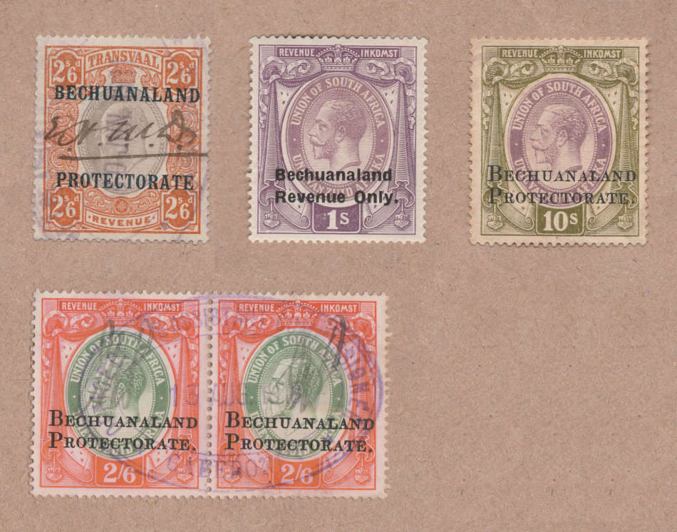 Bechuanaland Overprint collection lot. 3 singles and a pair. RARE