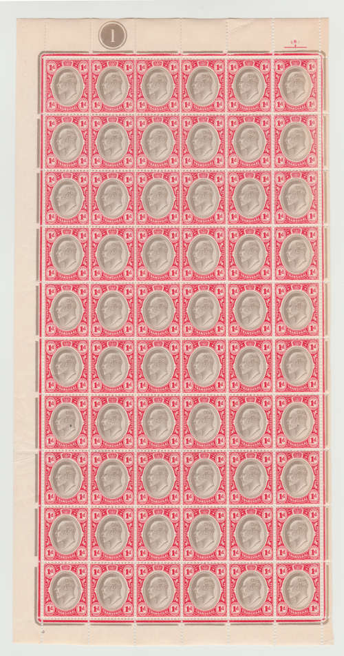 1902 King Edward VII 1d sheet, 60 x UMM stamps.