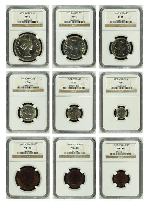 1959 South African graded Proof Set ----High Grades----