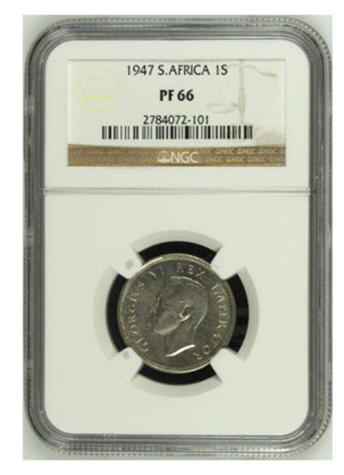 1947 SOUTH AFRICA 1S NGC GRADED PF 66 --- LOW POP INVESTMENT COIN --- RARE