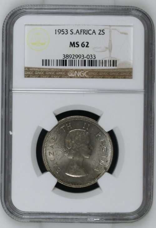 1953 South Africa 2S NGC graded MS62