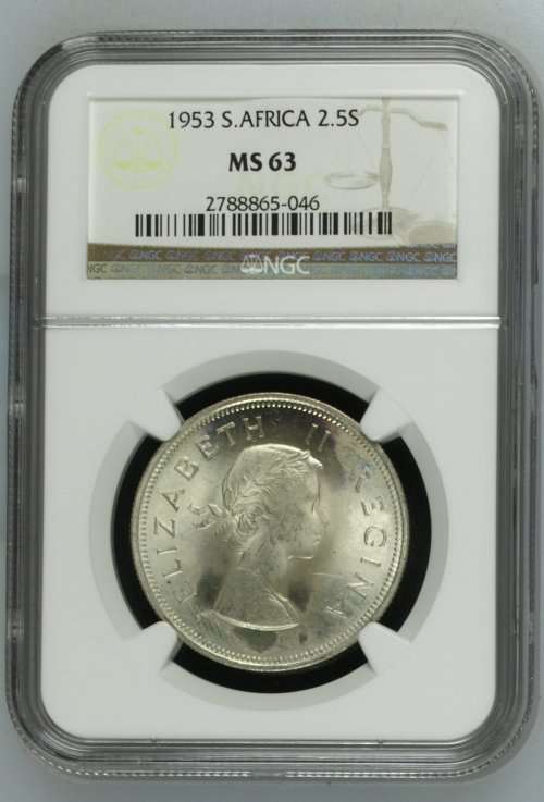 1953 South Africa 2.5S NGC graded MS63
