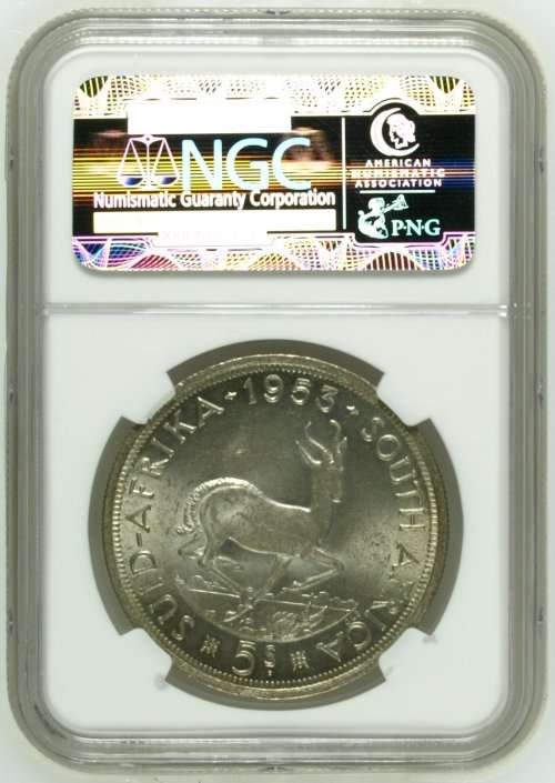 1953 South Africa 5S NGC graded MS64