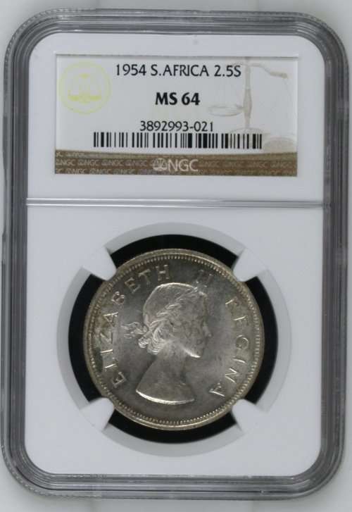 1954 South Africa 2.5S NGC graded MS64
