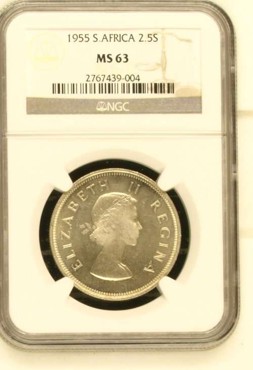 1955 South Africa 2.5S NGC graded MS63