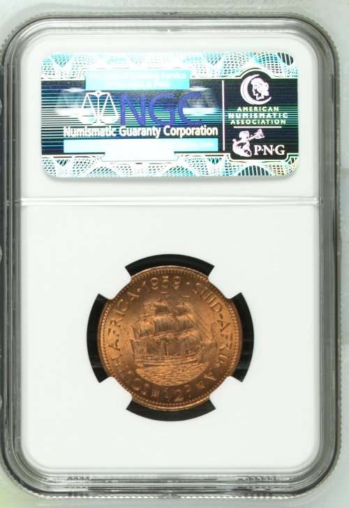 1959 South Africa 1/2P NGC graded MS64RD