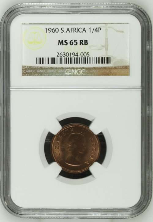 1960 South Africa 1/4P NGC graded MS65RB