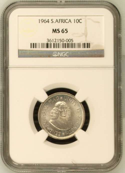 1964 South Africa 10c NGC graded MS65