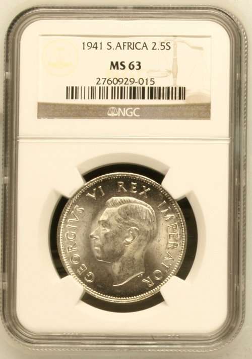 1941 South Africa 2.5S NGC graded MS63