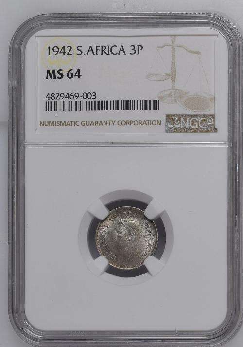 1942 South Africa 3P NGC graded MS64