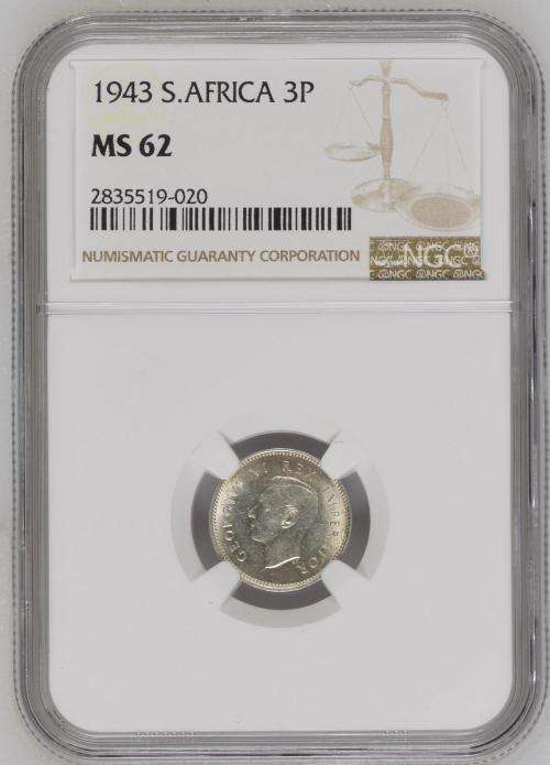 1943 South Africa 3P NGC graded MS62