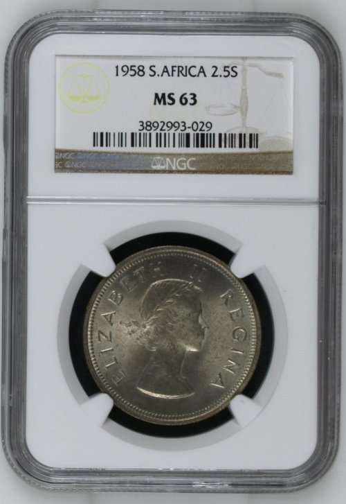 1958 South Africa 2.5S NGC graded MS63