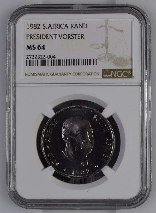 1982 South Africa President Vorster Rand NGC graded MS64
