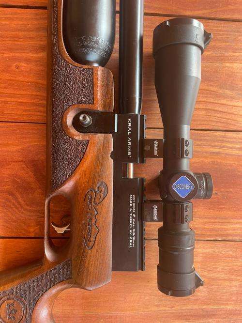 KRAL ARMS BIG HORN PCP AIR RIFLE IN 9MM with DONNYFL Emperor Silencer + Discovery 4-16x44 FFP scope