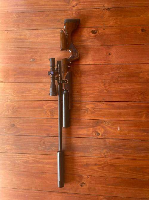 KRAL ARMS BIG HORN PCP AIR RIFLE IN 9MM with DONNYFL Emperor Silencer + Discovery 4-16x44 FFP scope