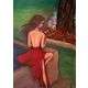 Absolutely Stunning Original Acrylics Painting by Mari Mackie;Lady in Red No: 11