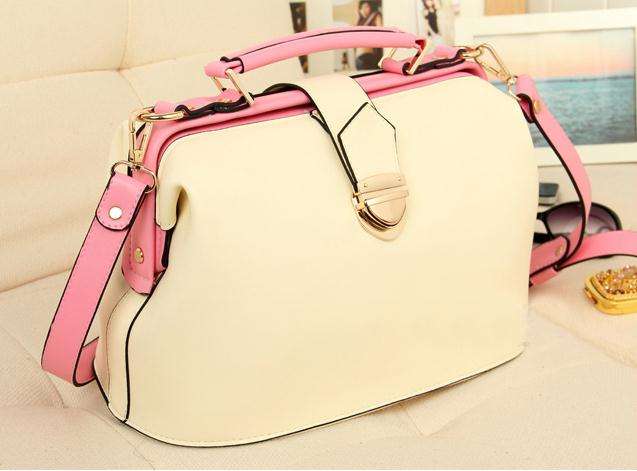 Fashion vintage briefcase,doctors bag,  cross-body bag, White