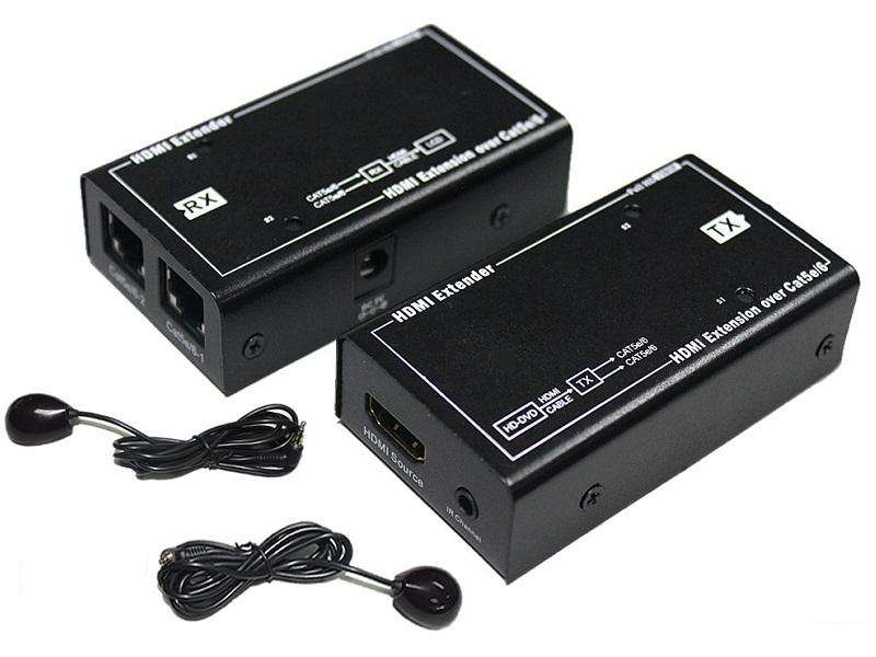 Single or Double Cable - HDMI Extender over CAT6 with IR Extender