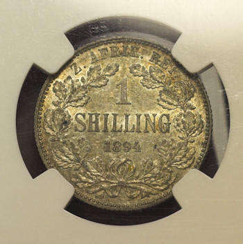 !!!!! WOW 1894 ZAR 1/- SHILLING NGC AU58 LOW STARTING BID !!!!!