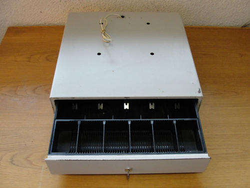 Full Metal Cash Drawer with Receipt Kick Device Interface, Cash Tray Inserts and Key